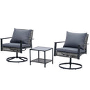 Ainfox 3PCS Patio Sofa With 2 Metal Swivel Chair And Coffee Table For Indoor Outdoor