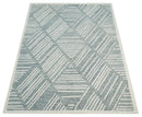 Custom Made Hand Tufted Ivory and Gray Stripes Pattern wool Rug