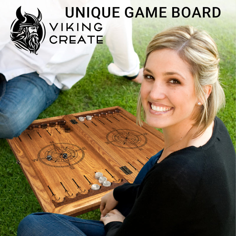 Handmade backgammon made of natural wood and epoxy resin