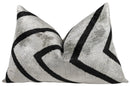 Handmade Velvet Pillow – Silver & Black Chevron, 16x24"