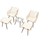 Ainfox 5 Pieces Outdoor Wicker Modular Patio Sectional Set with Thick Cushions & Tempered Glass Table