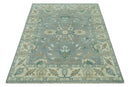8x10 Traditional Floral Silver and Ivory Hand Knotted wool area rug