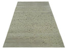 Olive and Dark Green and Silver 5x8 Hand Knotted Abstract Wool and Silk Area Rug