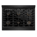 ZLINE 36" Paramount Gas Rangetop Black Stainless Steel Polished Gold SRTBZ-36-G