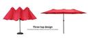 15Ft Double-Sided Patio Umbrella Outdoor Market Umbrella with Crank/Without Base