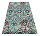 5x8 Hand Knotted Ivory, Blue and Red Antique Contemporary Bamboo Silk Area Rug