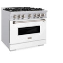 ZLINE 36"Classic Gas Range, Convection Gas Oven, Stainless Steel, White Matte Door CGR-WM-36