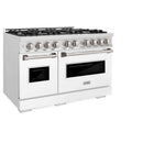 ZLINE 48"Classic Gas Range, Convection Gas Oven, DuraSnow® Stainless Steel, White Matte Door CGRS-WM-48