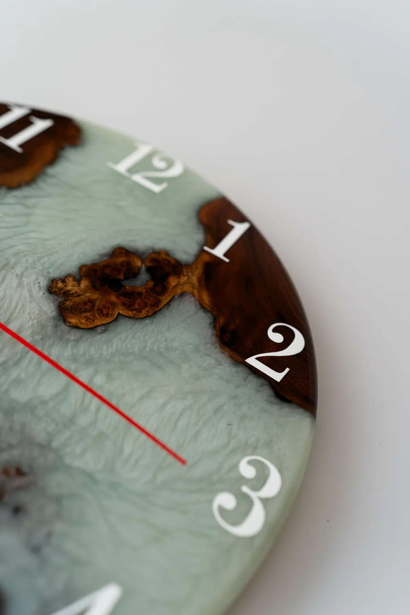 Wood and Epoxy Clock - 12 in (30 cm) Diameter - Handmade Wall Clock