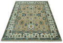 Hand knotted Peach, Ivory and Gray 8x10 Oriental Oushak wool area rug