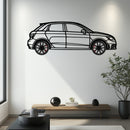 Audi A1 Metal Car Wall Art with Rotating Wheels - Handmade Car Silhouette Decor - Automotive Wall Art for Petrolheads-KAFMEKA094