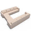Ainfox 10-Seat Modular Sectional Sofa Sleeper Sofa Flannel Sofa with Storage Seat Beige