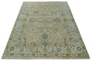Hand Knotted Beige, Ivory and Gray Traditional Oushak Custom Made Wool Rug