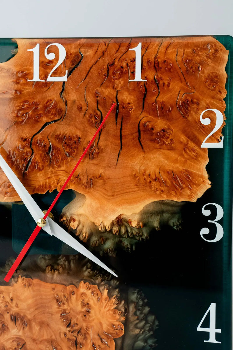 Wood and Epoxy Clock - 12 х 12 in (30 х 30 cm) Diameter - Handmade Wall Clock