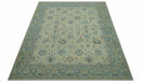 Distressed traditional Design Blue And Beige Hand Knotted 8x10 Wool Area Rug