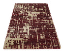 4x6 Hand Knotted Beige and Maroon Modern Abstract  Recycled Silk Area Rug