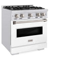ZLINE 30"Classic Gas Range, Convection Gas Oven, DuraSnow® Stainless Steel, White Matte Door CGRS-WM-30