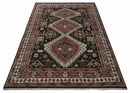 Hand Knotted Rust and Black Traditional Multi Size Wool Area Rug