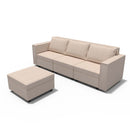 Ainfox 3-Seat and 1-Ottoman Modular Sectional Sofa Sleeper Sofa Flannel Sofa with Storage Seat