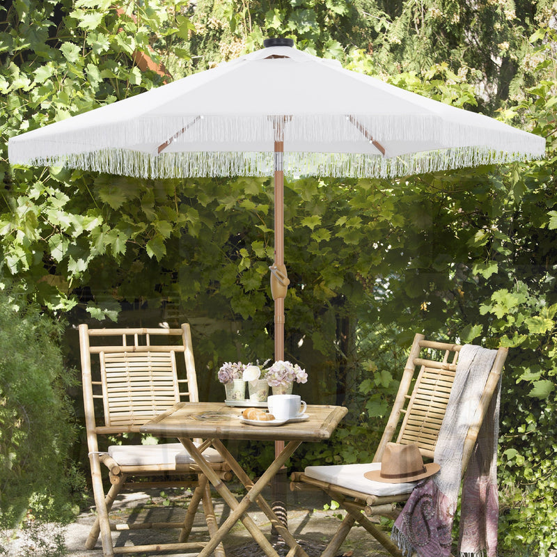 ainfox patio umbrella 15ft Large Thatched Tiki with Lights and Weighted Sandbags, Outdoor Heavy-Duty Double-Sided Rectangle Market Umbrella for Garden Durable Construction Ainfox 7.5 ft Fringe Patio