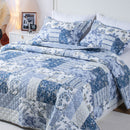 Kasentex Lightweight Floral Quilt Set - Soft All Season Bedspread Coverlet, Blue Vintage