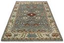 Hand Knotted Gray, Red and Beige Traditional Vintage Style Custom Made Wool Area Rug