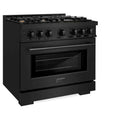 ZLINE 36" Select Dual Fuel Range Gas Cooktop Electric Convection Oven Black Stainless Steel Brass Burners HDRB-BR-36