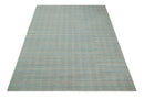 Hand Made 8x10 Modern Geometric striped Beige and Silver Blended Wool Area Rug