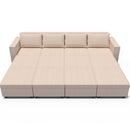 Ainfox 12-Seat Modular Sectional Sofa Sleeper Sofa Flannel Sofa with Storage Seat Beige