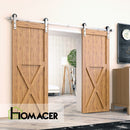 Non-Bypass Sliding Barn Door Hardware Kit - Straight Design Roller - Silver Finish