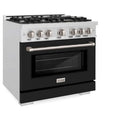 ZLINE 36" Select Dual Fuel Range Gas Cooktop Electric Convection Oven DuraSnow® Stainless Steel Black Matte Door HDRS-BLM-36