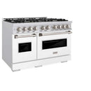 ZLINE 48"Classic Gas Range, Convection Gas Oven, Stainless Steel, White Matte Door CGR-WM-48