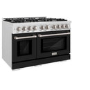 ZLINE 48" Select Gas Range Convection Gas Oven DuraSnow® Stainless Steel Black Matte Door HGRS-BLM-48