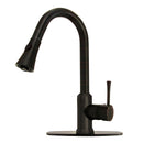 Copper Pull Out Kitchen Faucet with Deck Plate, Single Level Solid Brass Kitchen Sink Faucets with Pull Down Sprayer
