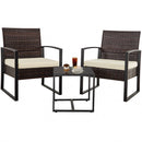 Ainfox  3 Pieces Outdoor Patio Sofa Set, Patio Bistro Set, All-Weather Wicker Conversation Set