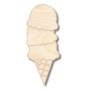 Unfinished Wood Etched Triple Stack Ice Cream Shape | Paint By Line Crafts | up to 30" DIY