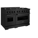 ZLINE 48" Dual Fuel Range, Gas Cooktop, Electric Convection Oven Black Stainless Steel, CDRB-48