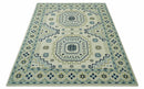 Ivory, Blue and Olive Traditional Mamluk design Custom Made wool area Rug