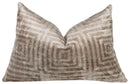 Handmade Velvet Pillow – Beige Labyrinth Pattern, 16x24"