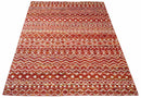 4x6 and 8x10 Hand Knotted Rust, Gold and White Modern Contemporary Southwestern Tribal Trellis Recycled Silk Area Rug