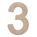 Unfinished Wooden Arial Font Number 3 (Three) 6.25 Inches