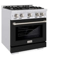 ZLINE 30" Select Dual Fuel Range Gas Cooktop Electric Convection Oven DuraSnow® Stainless Steel Black Matte Door HDRS-BLM-30