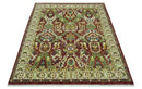 Maroon and Green Hand Knotted Traditional Large Design 8x10 wool area rug
