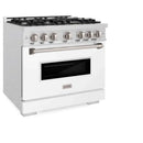 ZLINE 36" Dual Fuel Range, Gas Cooktop, Electric Convection Oven DuraSnow® Stainless Steel, White Matte Door CDRS-WM-36