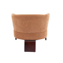 Modern Accent Chair with Round Back & Wooden Legs - Mid-Century Inspired Lounge Chair for Living Room, Bedroom, or Office - Soft Fabric Upholstery