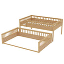 Queen over Queen Bunk Bed with Ladder and Guardrails, Natural