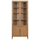U_STYLE Impressive 90.6'' Tall Cabinet with Oak Veneer and Glass Doors,Suitable for Study,Entryway, Hallway, Living Room, Foyer