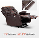 Power Lift Recliner Dark Brown Extended Footrest Chair