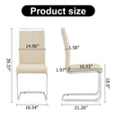 Modern Dining Chairs, PU Faux Leather High Back Upholstered Side Chair with Silver C-shaped Tube Chrome Metal Legs for Dining Room Kitchen Vanity Patio Club Guest Office Chair (Set of 4 (Beige+PU)