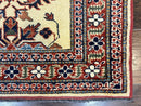Afghan Heriz Runner Rug 2.9 x 12, Vintage Hand Knotted Persian Carpet for Hallway, 12ft Runner, Wool, Cream